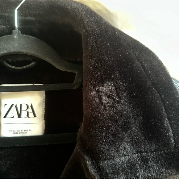 Zara faux fur leather jacket size XS - Picture 8 of 11